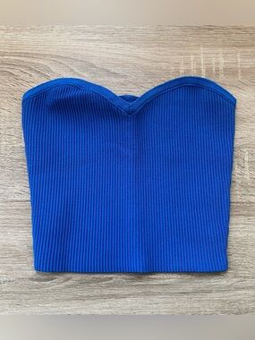 Aritzia Babaton Sculpt Knit Sweetheart Tube Top Blue XS